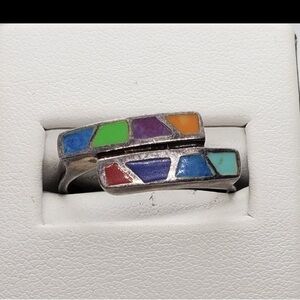 Colorful Mosaic Silver Ring